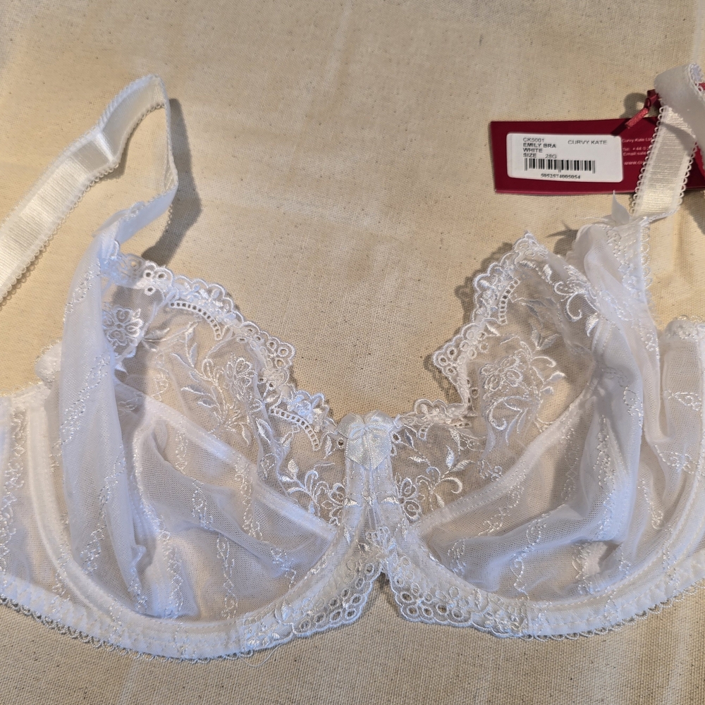 Curvy Kate Emily Bra CK5001 28G White Lace Bra NWT